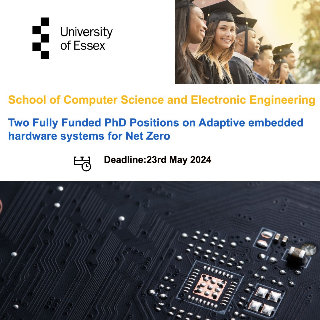 🔃2️⃣ Fully Funded 📢📢 #phdpositions alert. 

✅ Passionate about #Engineering #computerscience #netzero

✅ Rare 2⃣ Dr @jalal_bagherli  fully funded #PhDpositions for upto 3⃣ years within the School of Computer Science and Electronic Engineering  @Uni_of_Essex 

📌Project title:…