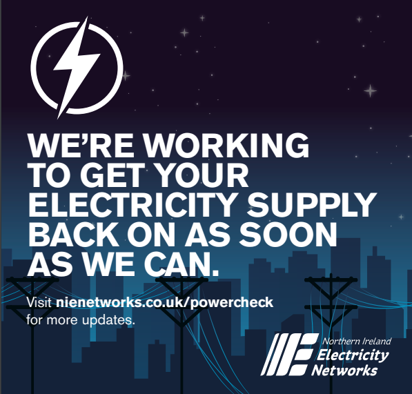 NIElectricity's tweet photo. We are aware of a fault in the #BT94 #ENNISKILLEN area. Engineers have been dispatched and will work towards restoring power ASAP. https://t.co/zv3lG35Ov6