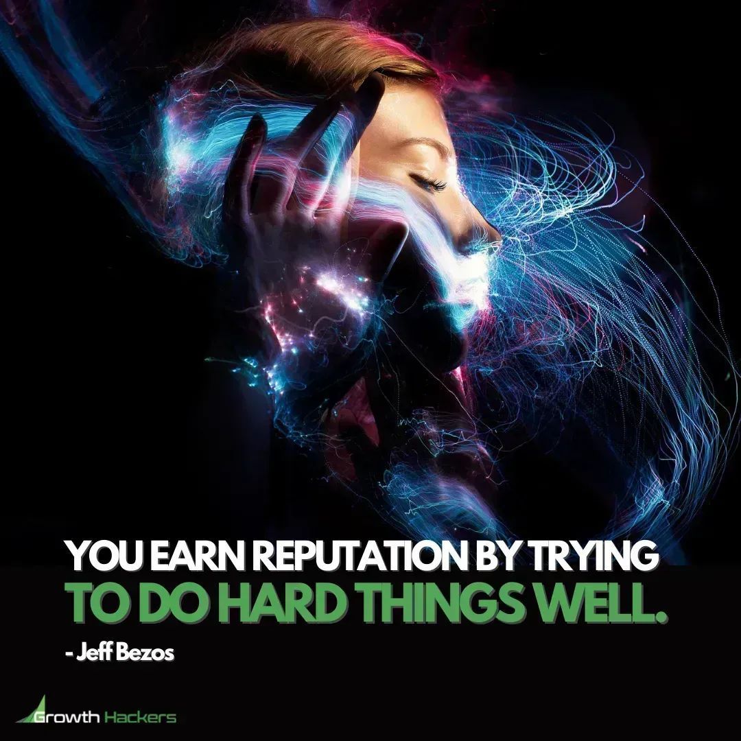 You Earn Reputation By Trying To Do Hard Things Well. Jeff Bezos (@JeffBezos) buff.ly/2PfX1mp #JeffBezos #Amazon #HardWorking #Conqueror #StrongMinded #WorkHard #HardWork #HardWorkPaysOff #Leadership #Reputation #Branding #PersonalBranding