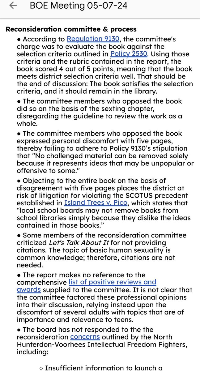 Martha Hickson @sassy_librarian calls in an airstrike from heavy hitters like @veronikellymars @BookRiot to bully and fool the NJ North Hunterdon-Voorhees BOE about “Let’s Talk About It,” like with the false claim of the Miller test.

#parenting #moms #dads #njleg #njsen #njpol