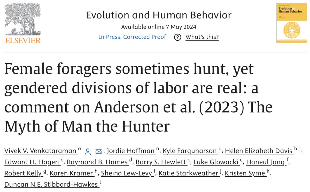 Our failure to reproduce Anderson et al (2023), The Myth of Man the Hunter, an effort led by @vivek_vasi, is now published: authors.elsevier.com/c/1j2qf3tz496Y…