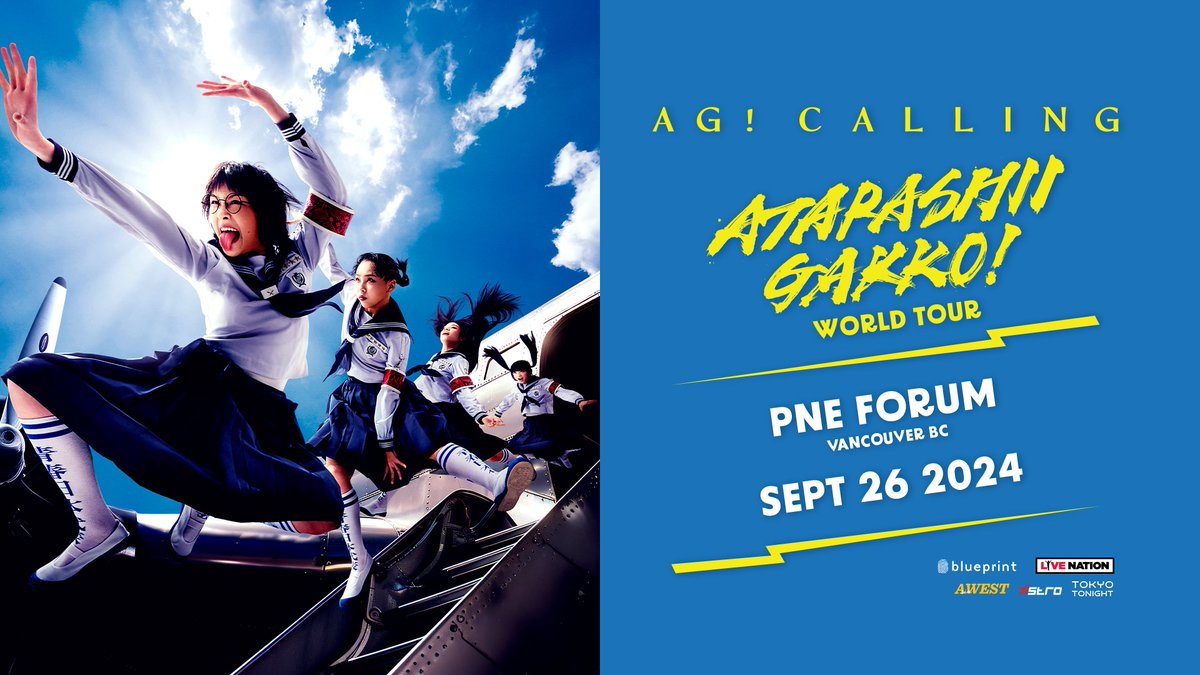 JUST ANNOUNCED 🔊 ATARASHII GAKKO! aka New School Leaders are coming to PNE Forum on September 26th for their Vancouver debut! Tickets are on sale Friday at 10am (local). RSVP here: bit.ly/3wgosqd
