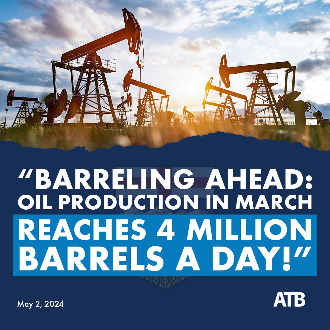 We hit 4 million barrels a day for oil production in March, up from the same month last year. With the TMX pipeline coming online in May, we have new avenues for export and we can get better prices than ever before for our products.