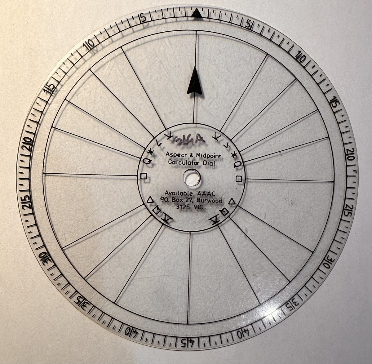 Before computers. This was the plastic dial I used to find midpoints. #astrology #midpoints