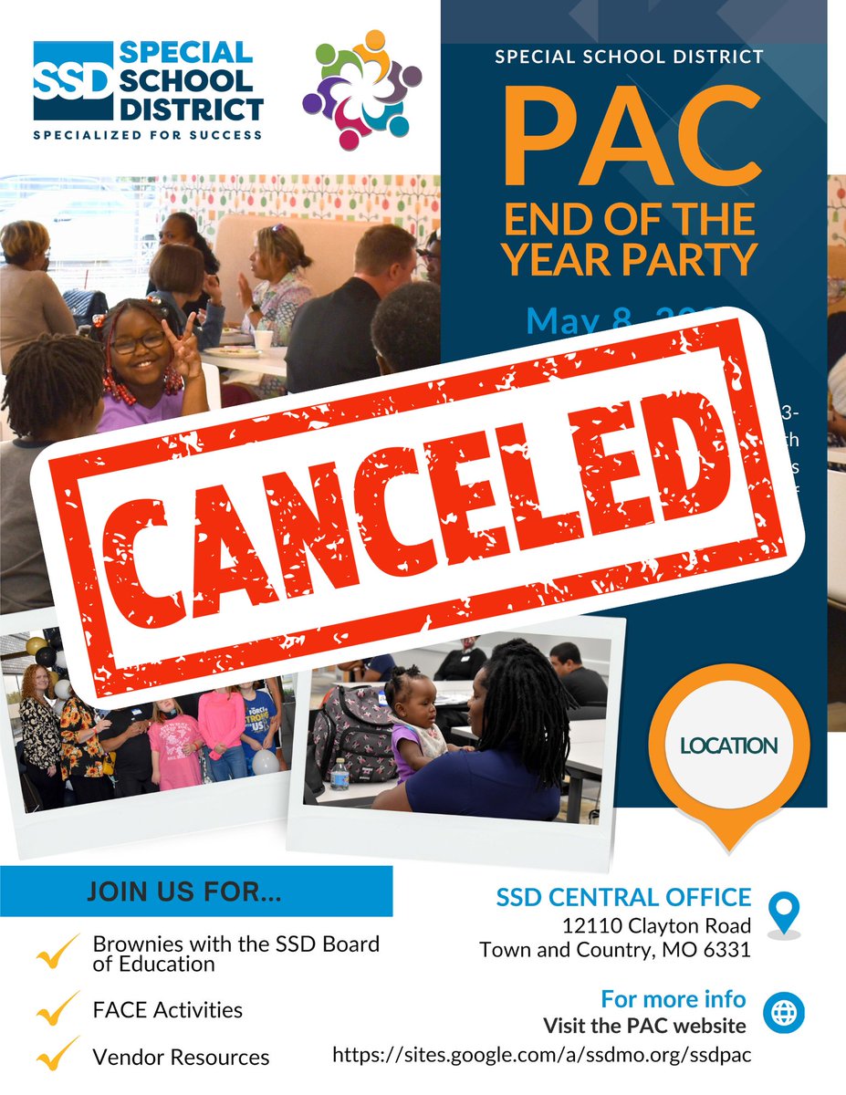 Due to forecasted severe weather, the PAC End of the Year Party/Brownies with the Board has been canceled.