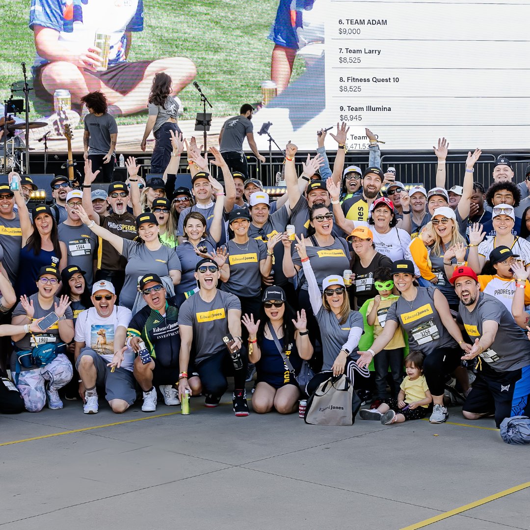 Thank you to Edward Jones for their generous support for Padres Pedal the Cause as the 2024 Champion Sponsor! With a team of over 160 participants, Edward Jones crushed it with a $200K lifetime raise and no signs of slowing down. @edwardjones