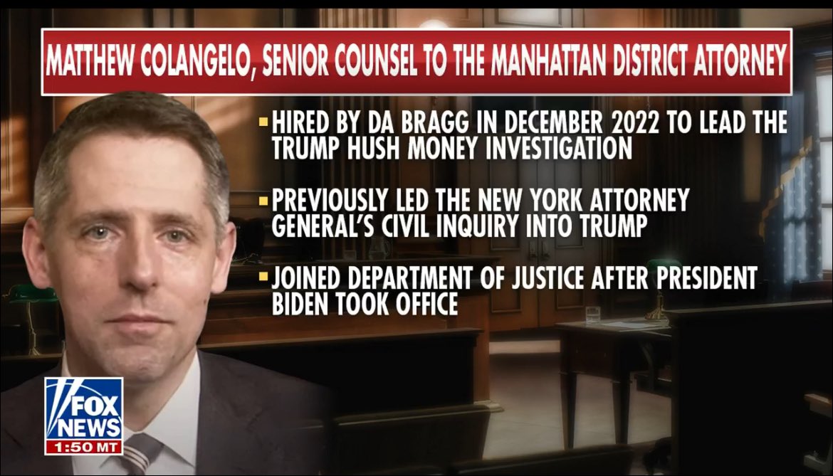 🚨How dirty is the Deep State? Meet Michael Colangelo: a former DNC consultant, hired as a top attorney in Joe Biden’s Department of Justice. Colangelo quit his senior role under Biden to join DA Alvin Bragg… Career-wise this is a step down. But for the Deep State, taking…