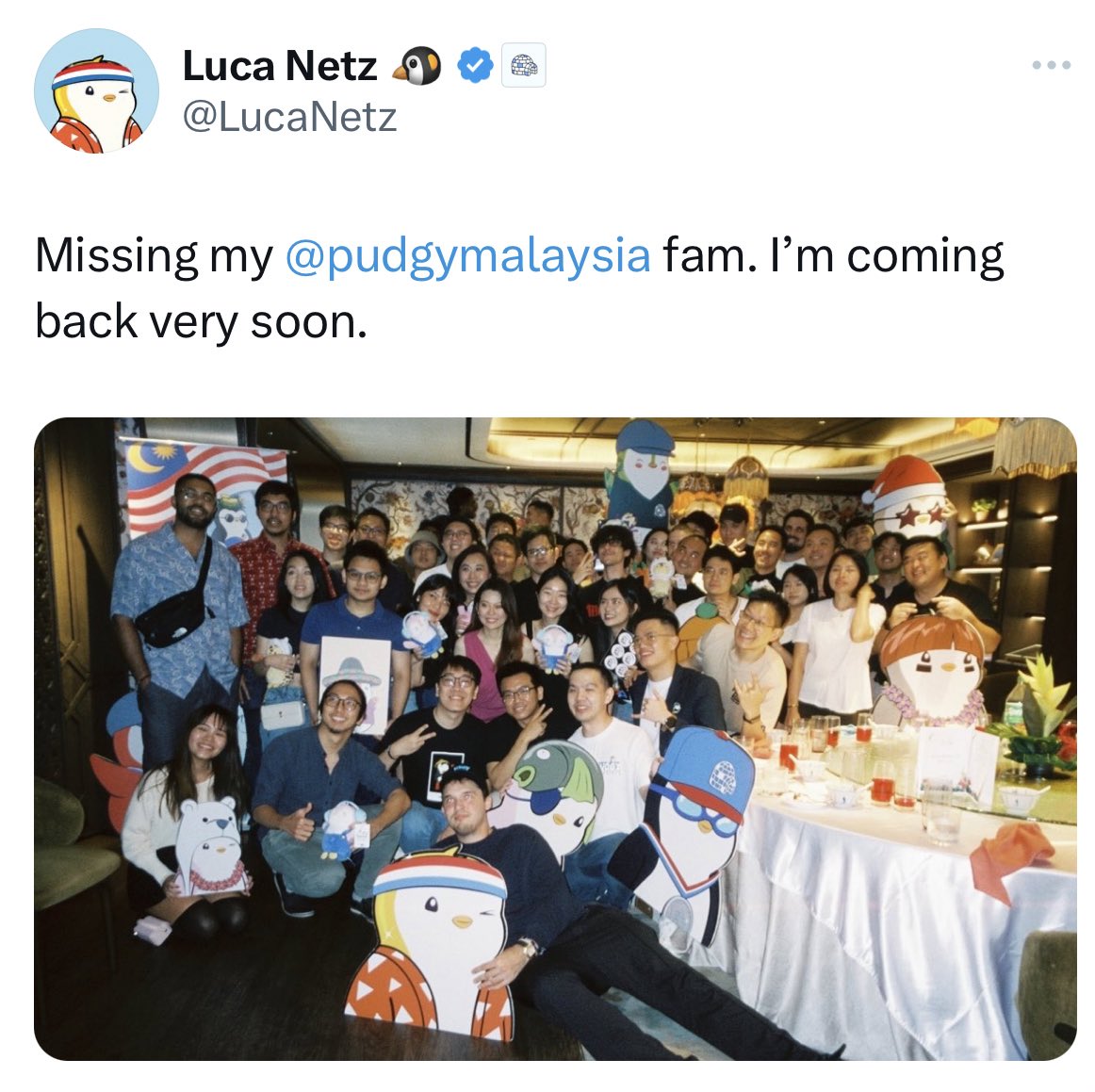 There is a saying that “Clever Captains Find the Gold” 

Smart leaders like @LucaNetz always know where to steer the ship 

My beloved country: 🇲🇾Malaysia 🇲🇾 @pudgypenguins @pudgymalaysia 

Any savvy folks here is following his brainwaves? 👀