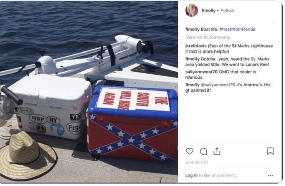 @ProjectLincoln Is Rick Wilson lying about being a Confederate racist? Here is his cooler on his Instagram.