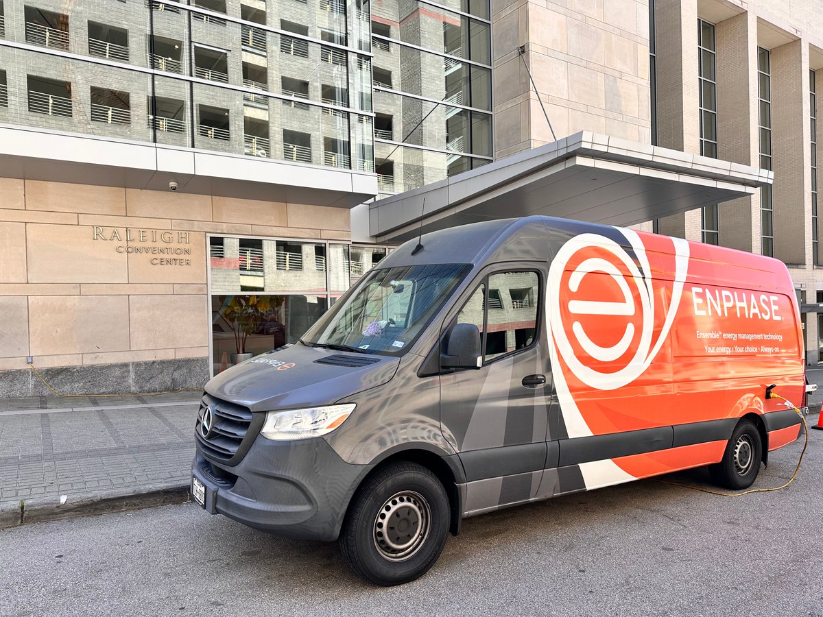 Enphase's tweet image. Throwback look at the great time we had at the #NABCEP Conference!

Enphase led two sessions for solar and #energystorage installers and designers to understand the fundamental design and installation principles related to #EnphaseEnergy Systems.

And - the Enphase training van…
