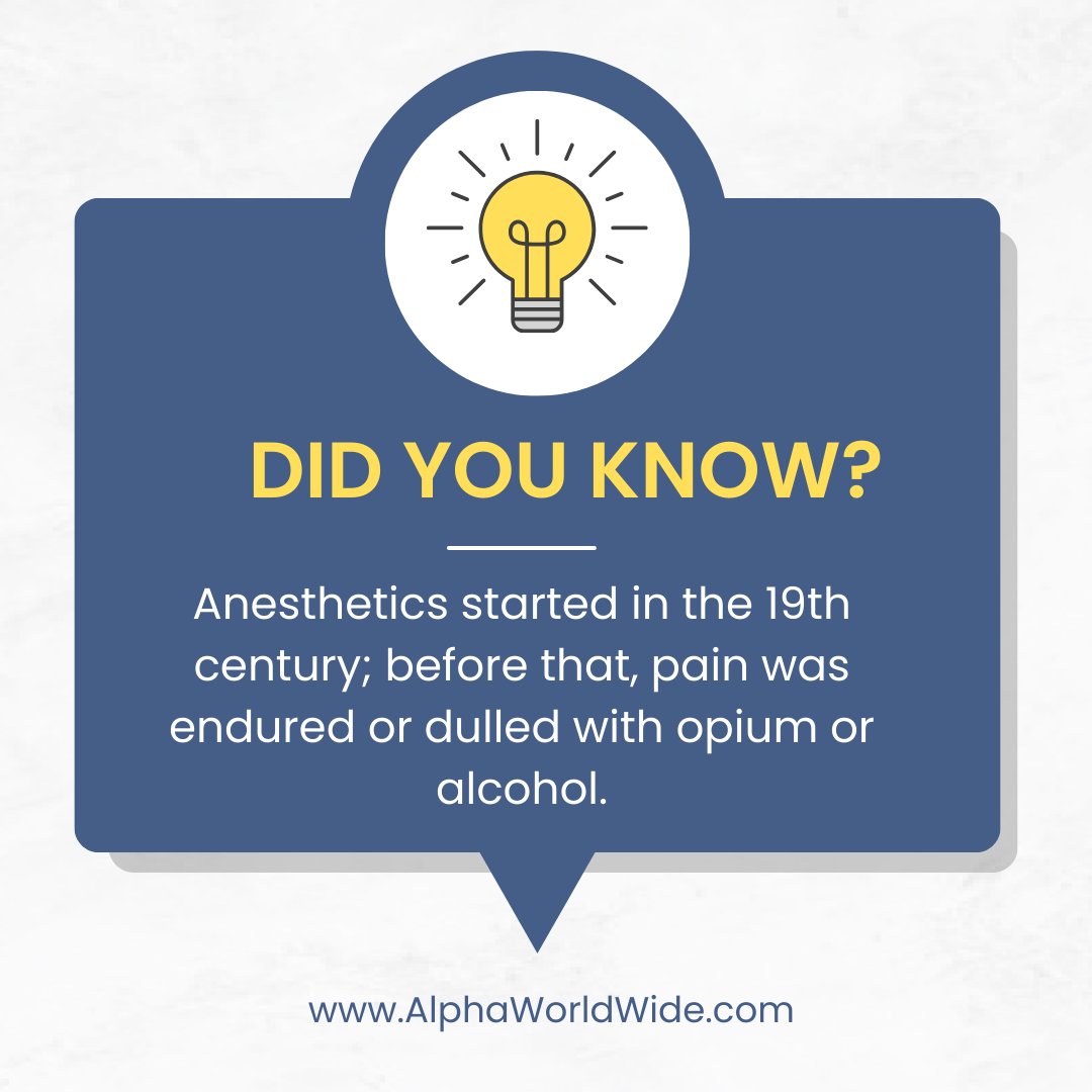 Numbing the Past

Pre-anesthetics: opium and alcohol were the go-to. Grateful for medical progress!

#HistoricalMedicine #AlphaWorldWide #AlphaWW