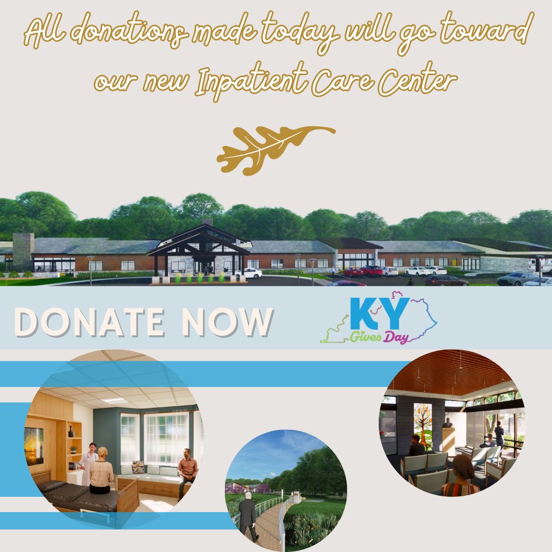 Let's make a difference together! It's Kentucky Gives Day 2024, and we're rallying support for our new Inpatient Care Center, coming to Louisville in 2025. 

Donate now: bit.ly/38UZtwD 

#KYGives #KyGivesDay2024 #GiveLocal #SupportCompassionateCare