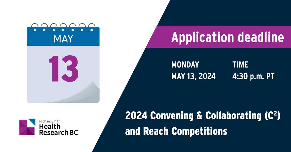 ❗ Health researchers: The application deadline for our Convening & Collaborating (C2) and Reach competitions is next week.

Don't miss out on this fantastic funding opportunity for you and your team! Apply today: bit.ly/43fMygT 

#c2reach #funding #healthresearch