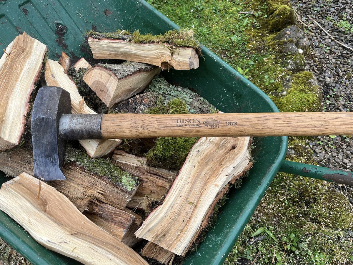 Up close and splitting with the heavyweight Bison Hammer Maul. Part of the hand-forged authentic range of axes and forestry tools available. - #outdoorprofessionalproducts