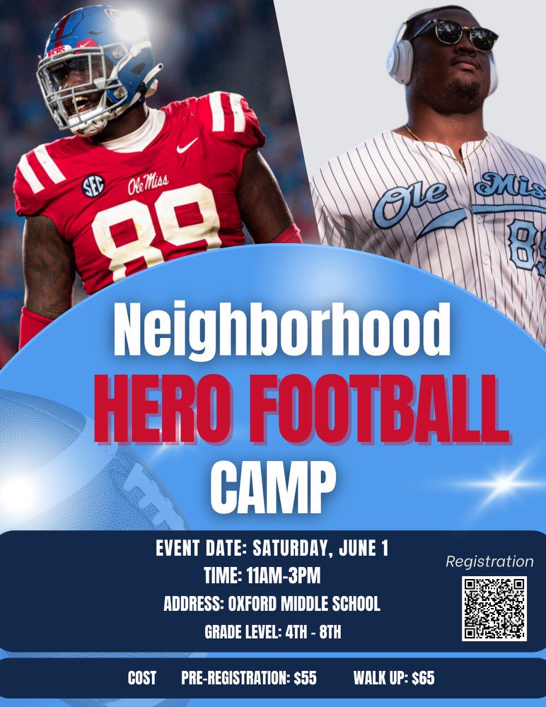 Join me at my upcoming camp on June 1st!! We'll have a blast honing our skills, making new friends, and playing the game we love. Don't miss out! Sign up now by using QR code and let's dominate the field together!💪