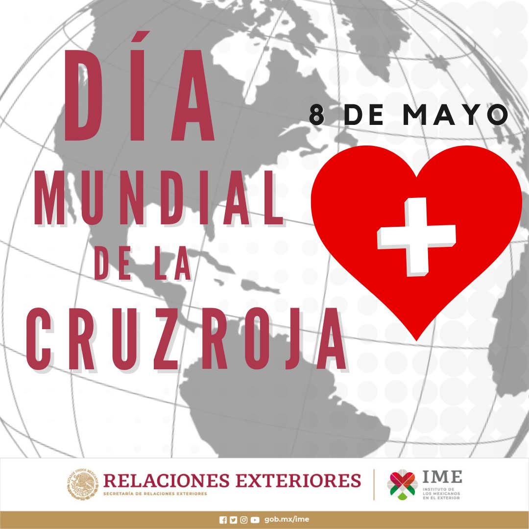 8 de mayo | Día Mundial de la Cruz Roja 📌Este día, celebramos la acción humanitaria que se lleva a cabo a nivel local e internacional. Destacando la invaluable participación de las y los voluntarios de todo el mundo. @SRE_mx