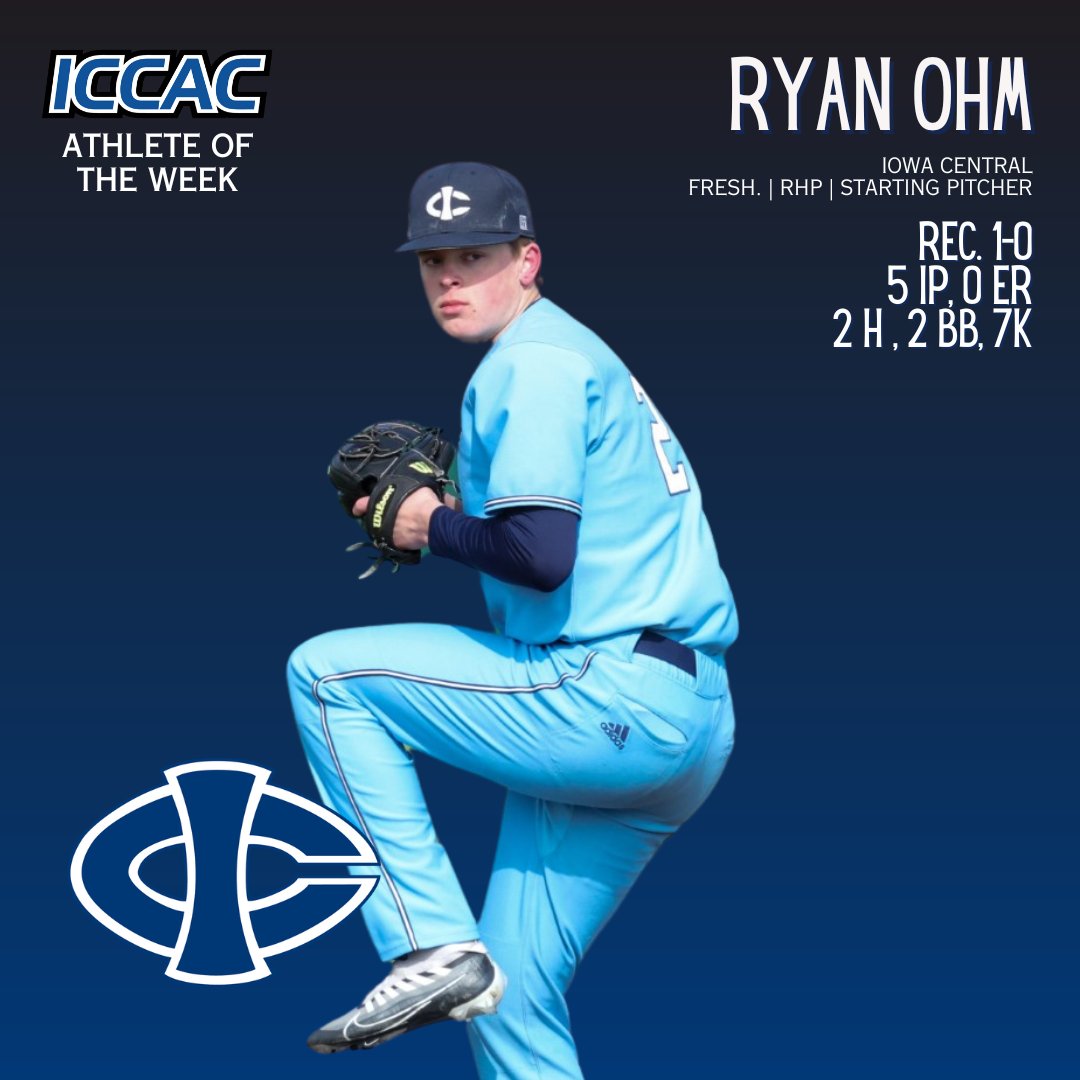 ICCAC Sports (@iccacsports) on Twitter photo ATHLETE OF THE WEEK
🗓️APRIL 29 - MAY 5
DIVISION II BASEBALL⚾️
<a href="/ICCCBaseball/">Iowa Central Baseball</a> Jack Mausser
<a href="/DMACCBaseball/">DMACC Baseball</a> Brennan Haman
<a href="/ICCCBaseball/">Iowa Central Baseball</a> Ryan Ohm
🔗bit.ly/3JOyT7o
#NJCAABaseball ⚾️ ATHLETE OF THE WEEK
🗓️APRIL 29 - MAY 5
DIVISION II BASEBALL⚾️
<a href="/ICCCBaseball/">Iowa Central Baseball</a> Jack Mausser
<a href="/DMACCBaseball/">DMACC Baseball</a> Brennan Haman
<a href="/ICCCBaseball/">Iowa Central Baseball</a> Ryan Ohm
🔗bit.ly/3JOyT7o
#NJCAABaseball ⚾️
