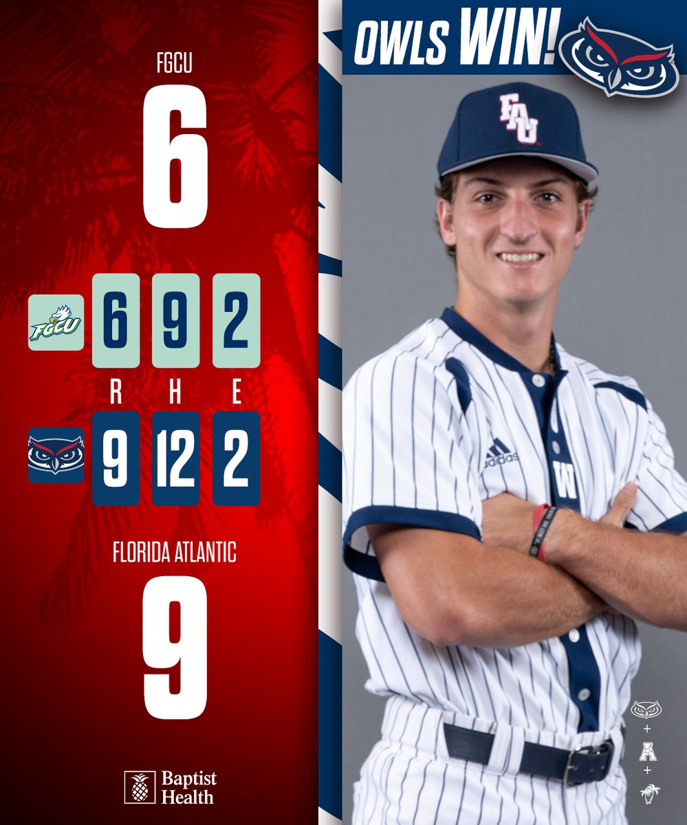 Daulton Frank picked a good time for his first career HR, a go-ahead solo shot in the bottom of the 8th... Owls head to Houston off back-to-back wins! #WinningInParadise