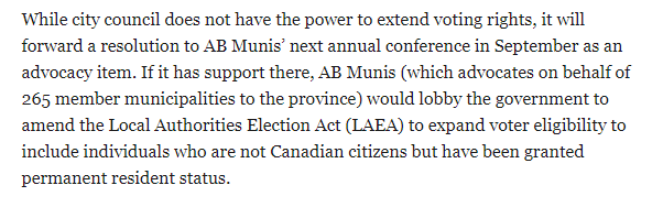 CliveScott18's tweet photo. @mark_slapinski No one suggested illegal immigrants be allowed to vote.  See below - an advocacy to consider allowing non-citizens with permanent residence status a vote in municipal elections.  Vast difference, twit. https://t.co/bP17Jd2qAV
