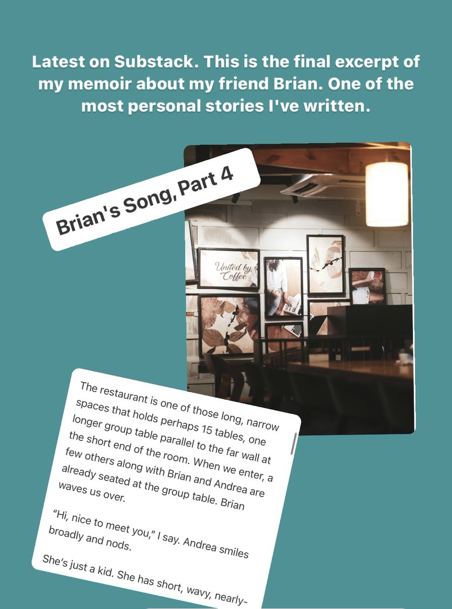 "Brian's Song Part 4," Final installment of my story about my friend. Read it here: youtu.be/cwY8KzQFv_Y?fe…