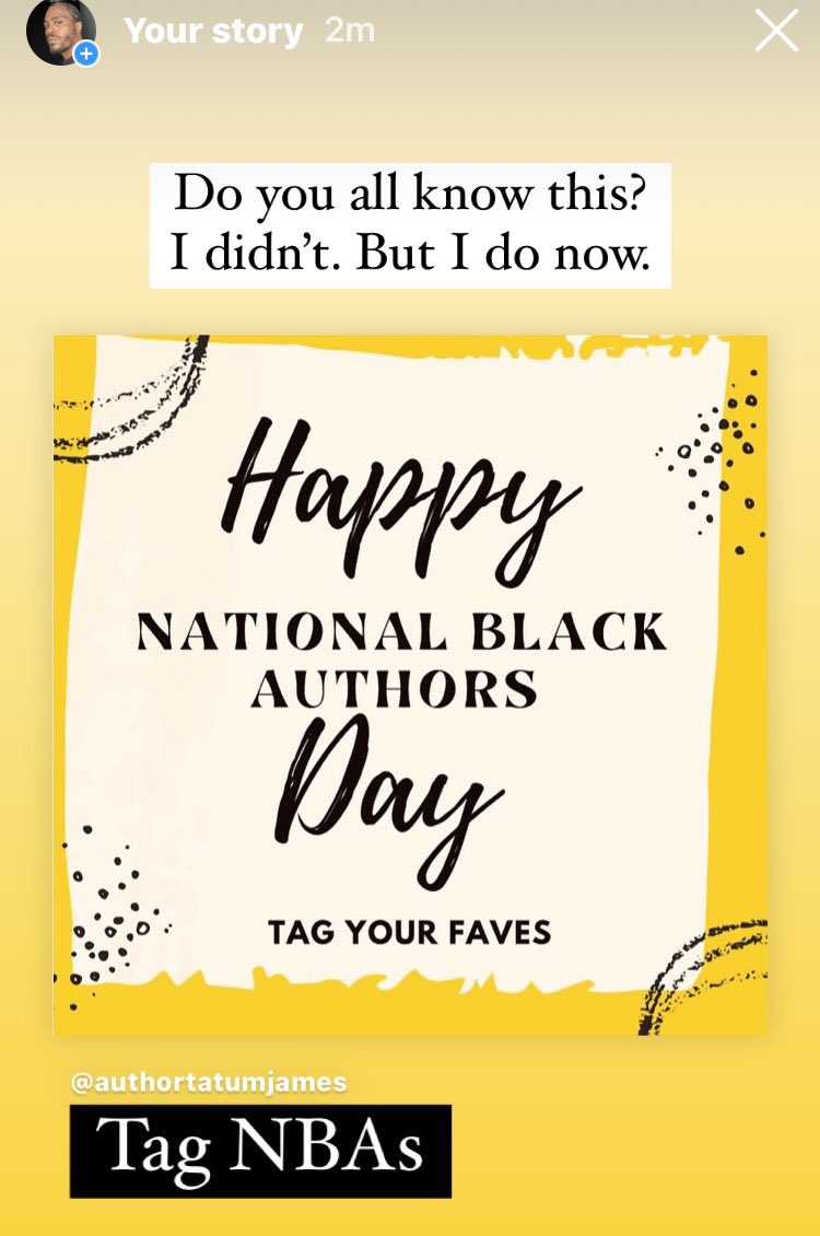Do you all know this!
I didn’t.
But I do now.

IG: authoratumjames - 
Tag 🏷️ NBAs 

Btw I AM one.

#NationalBlackAuthorDay #BlackAuthor #Bookmark