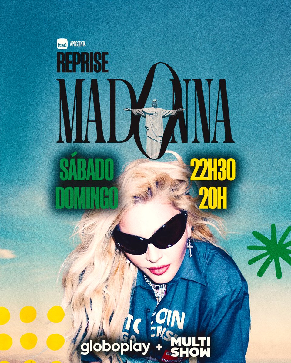 Já tem data e hora marcadas pra rever o show da @madonna no Rio! 🤩 Assista no meu canal da TV ou pelo @globoplay + Canais ✨ #MadonnaNoMultishow