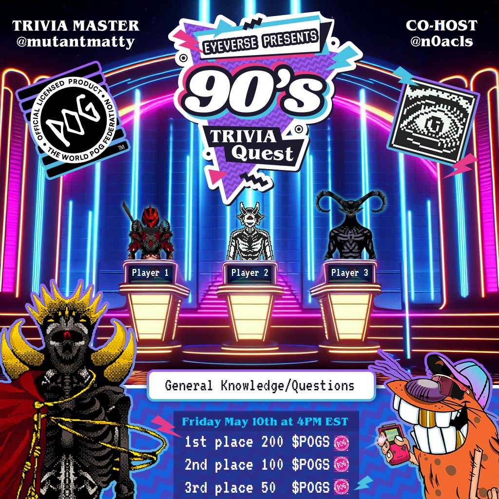 Step back in time, through shadows deep, To the 90's secrets that some of us keep. Join @mutantmatty master of the trivia's gate, With @n0acls , their tales will resonate. This Friday at, test your might, In the echoes of the neon light. 🕓 May 10th at 4 PM EST see…