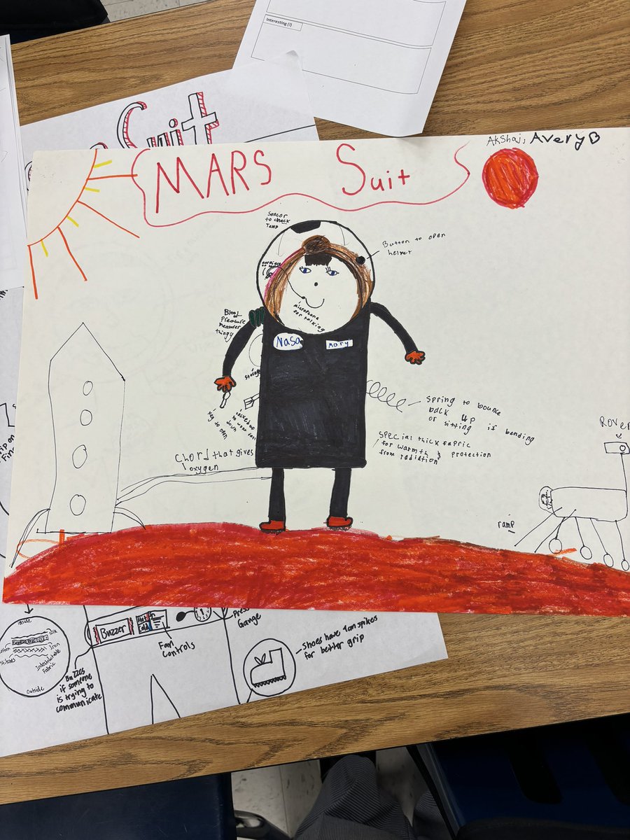 How might we design a spacesuit suitable for Mars exploration? Ask my 4th graders! @FultonZone7 @CCES_Colts_PTO @CrabappleColts @dr_cheatham @mremoryrawlings