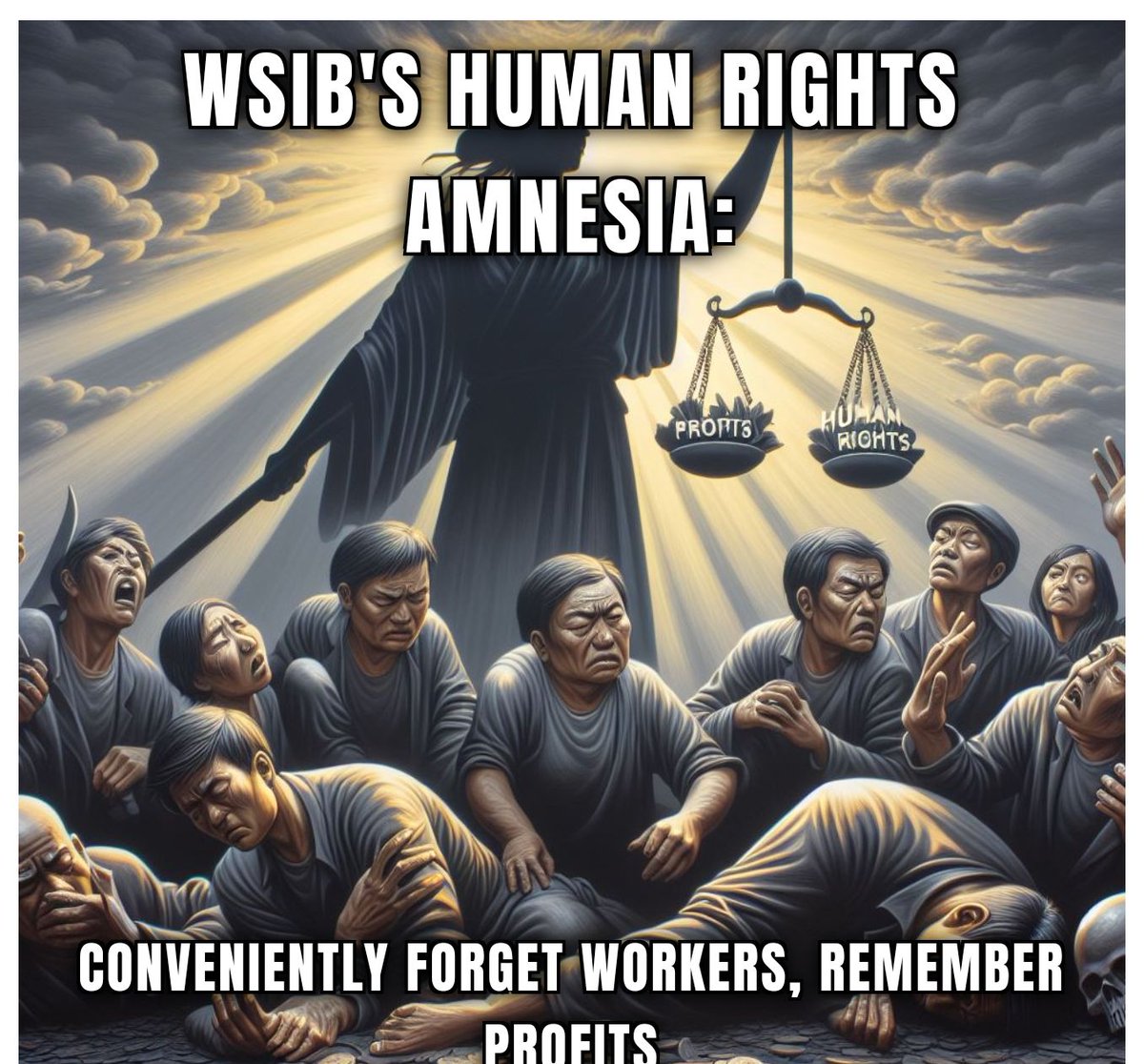 WSIB's human rights amnesia: conveniently forget workers, remember profits.
 It's time to remind them of their duty to workers ! #InjuredWorkers #HumanRights #ProfitOverPeople