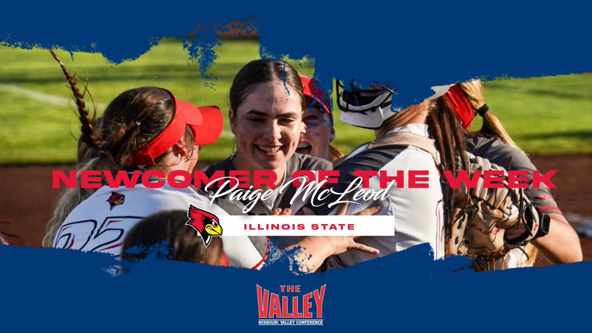 Newcomer of the Week⫸ Paige McLeod, @RedbirdsSB ▪️Pitched a no-hitter becoming the 1st freshman in Illinois State history to record 2 no-hitters in a season. She posted a 0.46 ERA at 15.1 innings pitched, to 1 earned run, 5 strikeouts, & held teams to a .151 BAA. #MVCSoftball