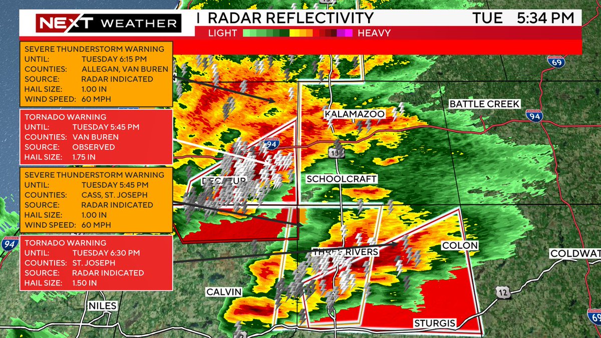 Lots of watches and warnings popping up on the west side of the state. Near Dowagiac moments ago had a reported tornado on the ground. Stay weather aware!