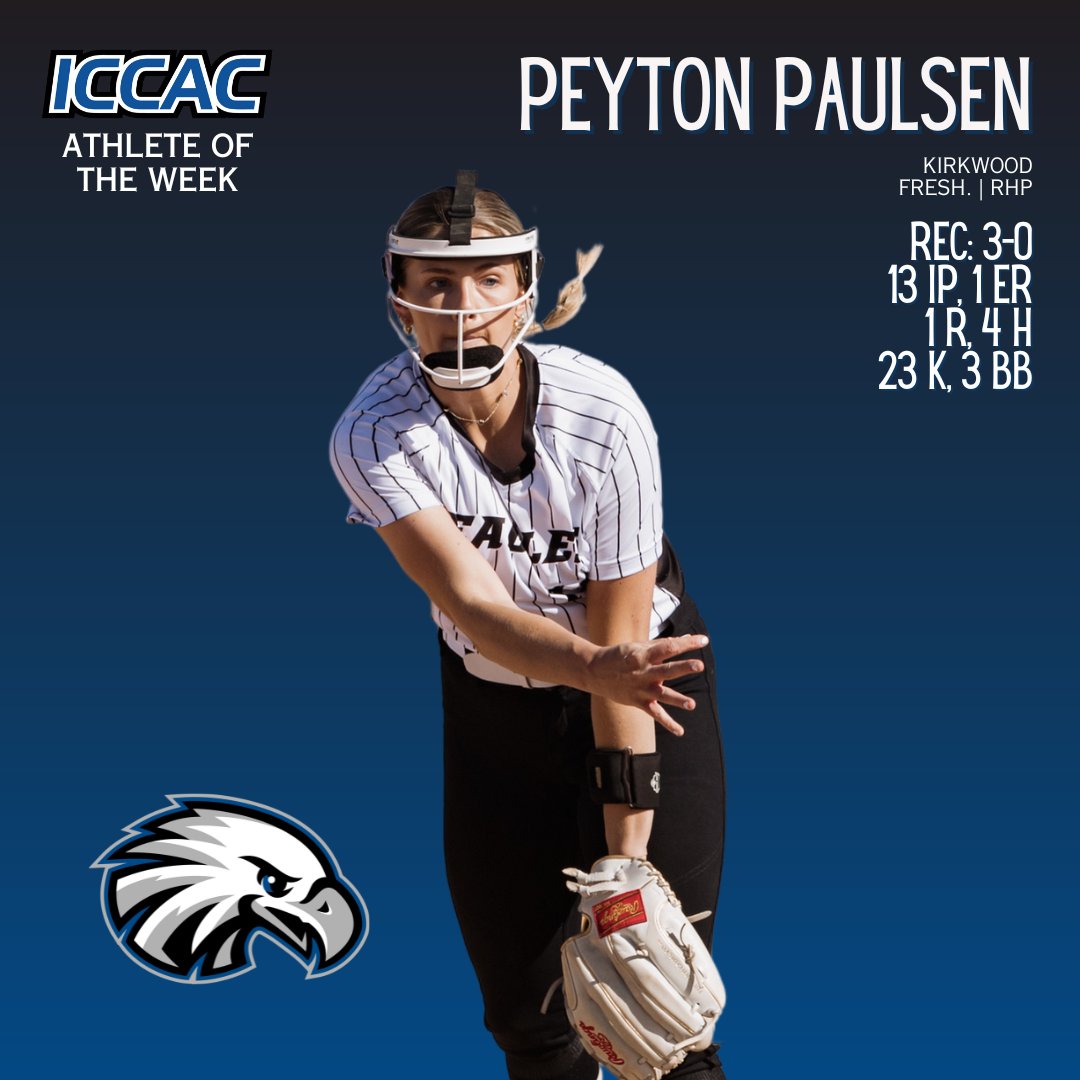 ATHLETE OF THE WEEK
🗓️APRIL 29 - MAY 5
SOFTBALL 🥎

<a href="/ReiverSoftball/">Reiver Softball</a> Ella Fitzpatrick
<a href="/DMACCsoftball/">DMACC Softball</a> Elle Nelsen
<a href="/DMACCsoftball/">DMACC Softball</a> Courtney Donahue 
<a href="/KCC_SB/">Kirkwood Softball</a> Peyton Paulsen

🔗bit.ly/3WAI82D
#NJCAASoftball 🥎