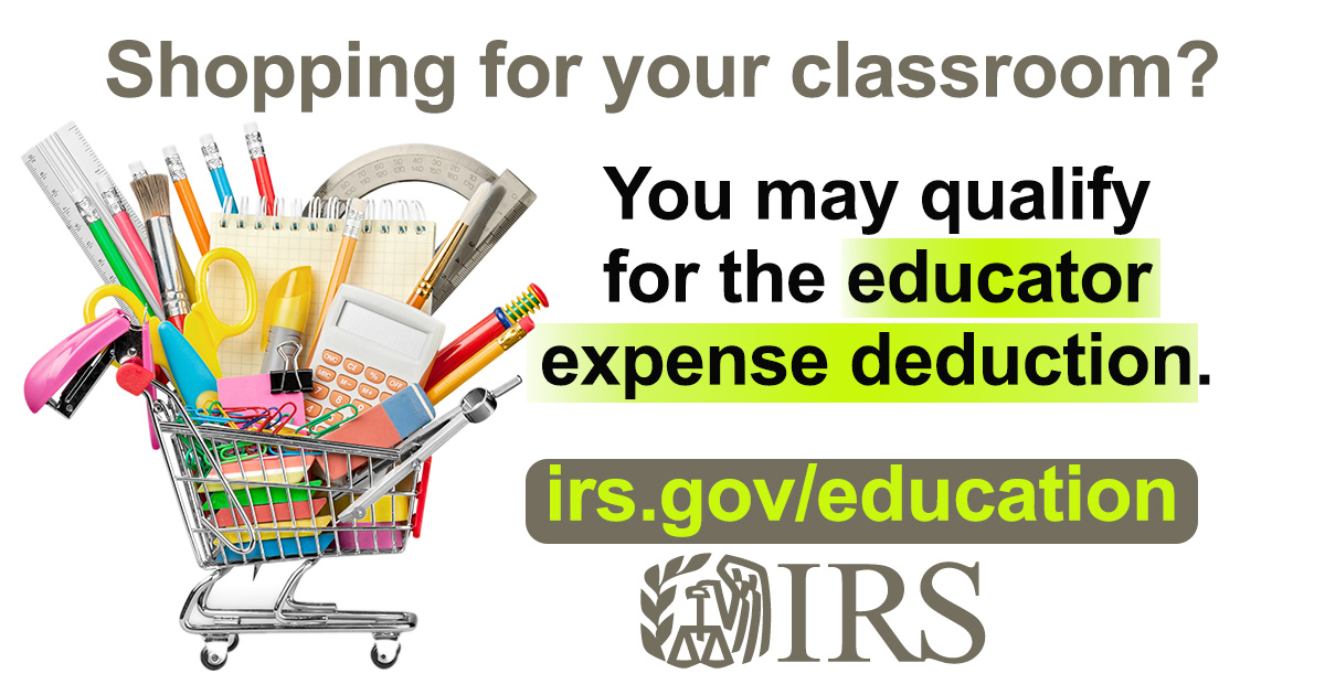 Teachers and other educators can deduct up to $300 of out-of-pocket classroom expenses when they file their #IRS taxes. See: irs.gov/teachers #NationalTeacherDay