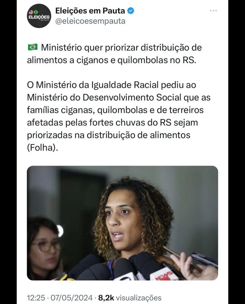 Cotista do ministério, a irmã da marielle franco não aprendeu nada com o episódio de racismo explícito na final da copa do Brasil, e agora amplia sua discriminação racial, estendendo à religião e etnias, querendo tratar a maioria cristã ou de ascendência não cigana como cidadãos…