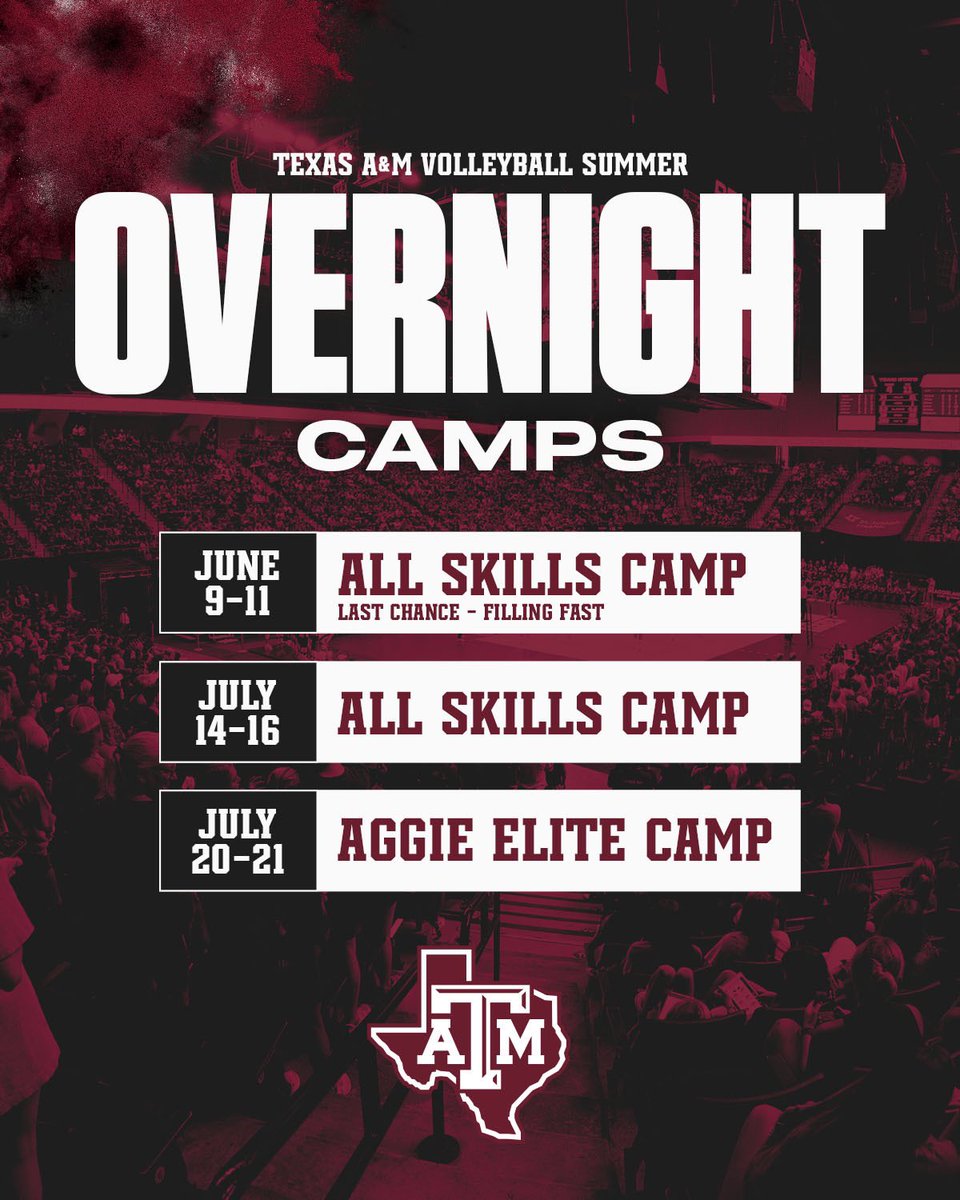 Come and spend a couple days with us in Aggieland, but act quick spots are filling fast 👀

Sign up link is in our bio 👍

#GigEm // #AggieVB