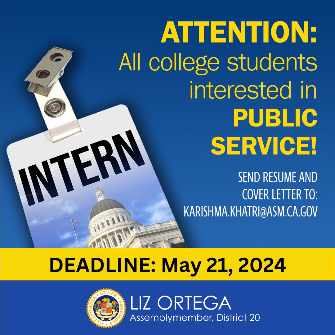 Are you a college student interested in getting first-hand experience in public service? My office is accepting applications for our District Office Internship Program. The deadline to apply is May 21! Link in my bio. #AD20 #CALeg