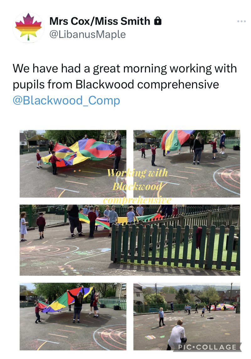 We created another community link today - pupils from Blackwood Comprehensive came down to develop their coaching skills by working with our pupils at playtimes. It was great! 🤩 #MrsW #workingtogether