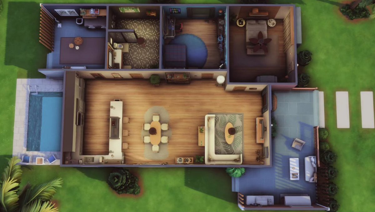 JaxSimmer's tweet photo. My newest build is a Bungalow in Newcrest. It's a two bed, one, bath, with a pool. It's also play tested and up on the gallery now if you want it. 
ID- Jaquie561 💛

#TheSims4 #sims #Sims4 #thesims #ShowUsYourBuilds #sims4house #sims4build https://t.co/E3At5O6ZSY