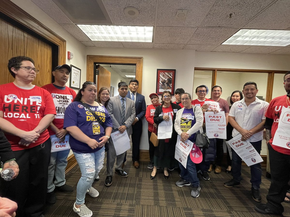 Today, we’re visiting L.A. City Councilmembers with tourism workers & coalition partners. If the raise had gone into effect as originally proposed, full-time workers would have made $10,000 more by now on average! Meanwhile, the cost of everyday necessities continues to rise.