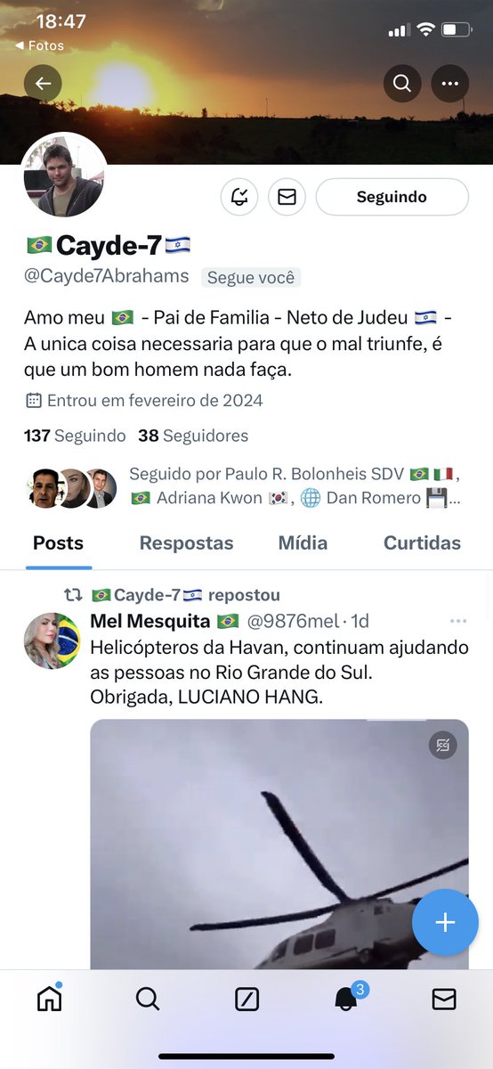 Super desafio : Fazer o amigo @Cayde7Abrahams passar de 150 seguidores ainda hoje ! Vamos nessa , patriotas guerreiros? Mostrem sua força !💪💪🇧🇷🇧🇷🤝🤝CAYDE SEGUIRÁ DE VOLTA TODOS OS PATRIOTAS QUE IRÃO TE SEGUIR , CERTO CAYDE? 🤝🤝🇧🇷🇧🇷DIREITA SEMPRE UNIDA!