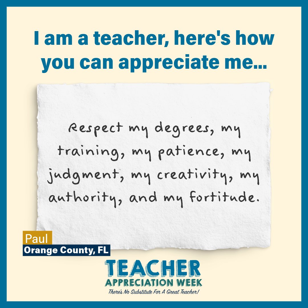 This Teacher Appreciation Week: R-E-S-P-E-C-T ME! #TeacherAppreciationWeek #PublicSchoolsUniteUs