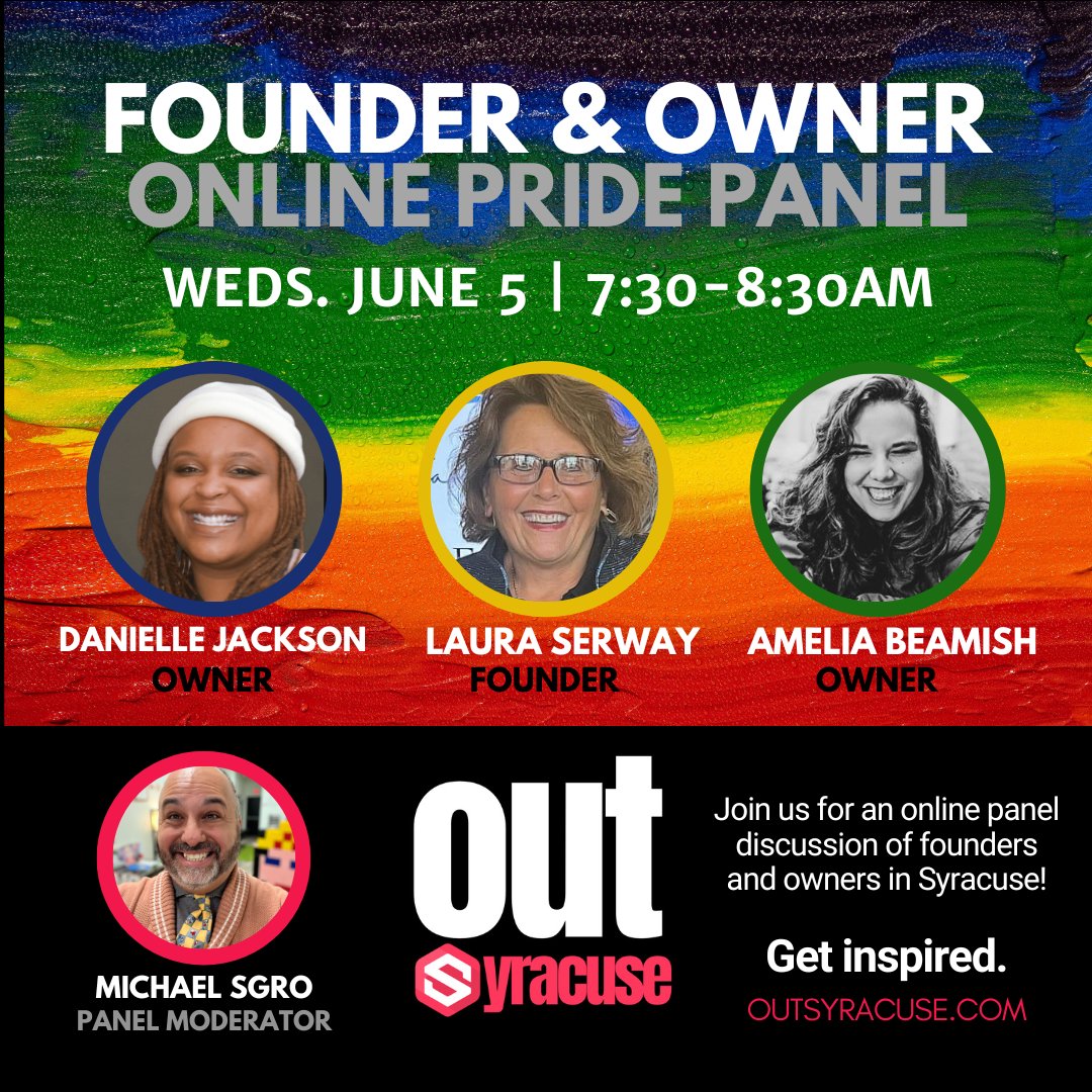 Founder & Owner Online Pride Panel with @CoachSgro on June 5th from 7:30-8:30PM @OUTsyracuse outsyracuse.com/event-details/… #PrideMonth #OUTsyracuse