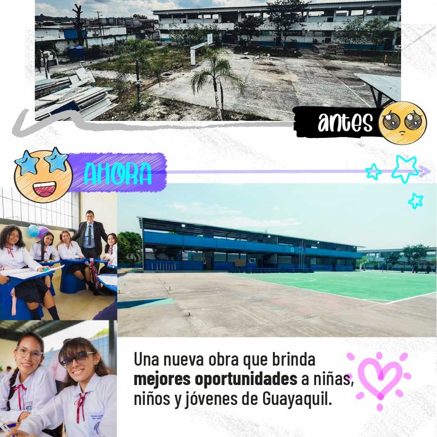 Educacion_Ec's tweet photo. En la Unidad Educativa Fiscal Los Vergeles en #Guayaquil, hemos realizado importantes mejoras para brindar a nuestros estudiantes y docentes un entorno educativo adecuado, que incluye: 

✅ Construcción de nuevas aulas.
✅ Renovación de instalaciones.
✅ Mantenimiento integral.
✔️ Inversión USD 330 mil

¡Estamos comprometidos con la creación de entornos educativos de calidad para todos‼️

¡#DeVueltaAClases!
#ElNuevoEcuador