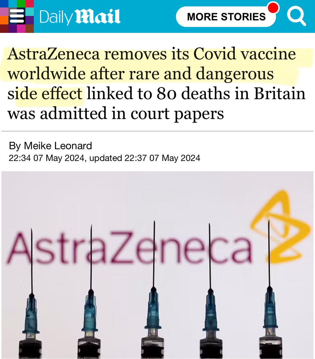 ‼️ASTRA ZENECA- It gives me no pleasure that Astra Zeneca has withdrawn its Covid vaccine worldwide, as a result of deadly side effects. The difference between us is that the vaccinated hoped we would die without it and we hoped you wouldn’t! We still hope you won’t.