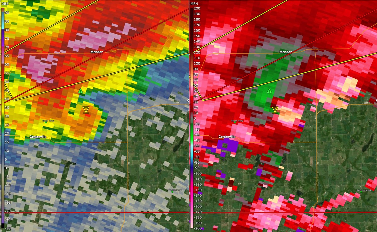 Likely strong tornado on-going NE of Centreville, Michigan! 

#miwx