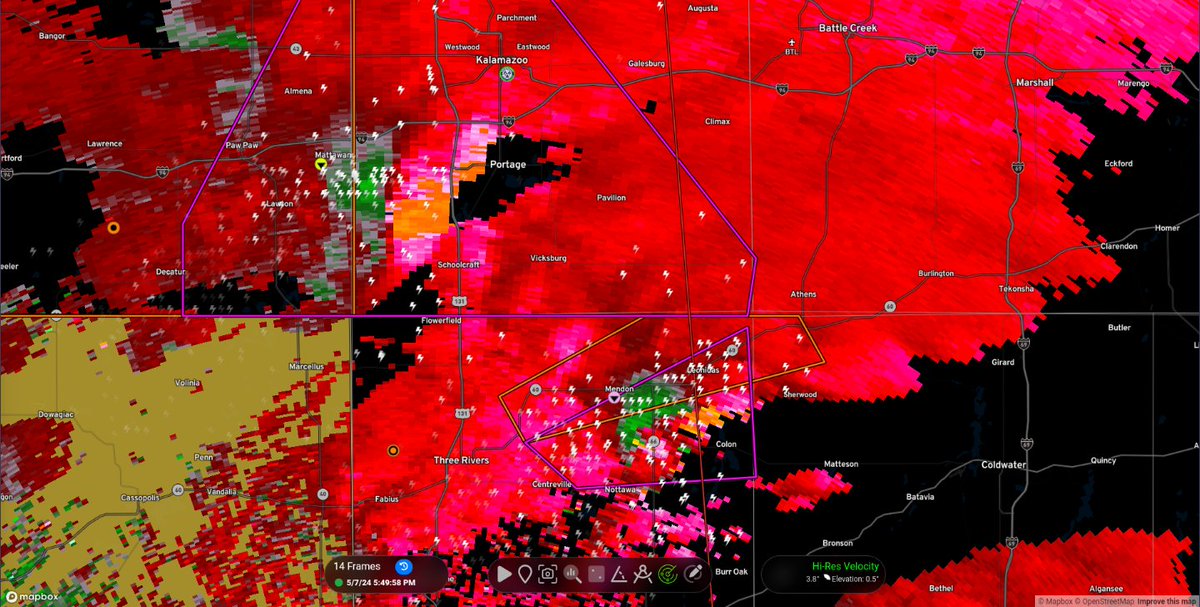 2 large tornadoes on the ground near Portage & east of Centreville, MI

Take shelter now!

#miwx #tornado