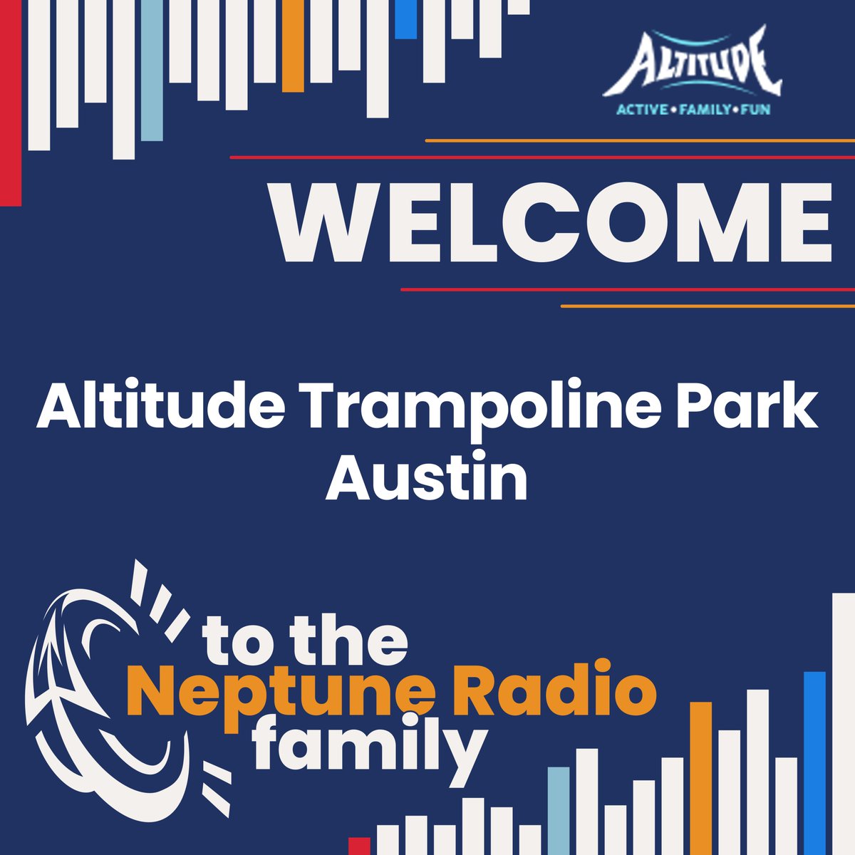 Altitude Trampoline Park–Austin is now a Neptune Radio partner! We’re excited to elevate the experience for your guests with 100% lyric-safe music and a professional radio sound they’ll love! Welcome to the Neptune family, Altitude Trampoline Park–Austin!