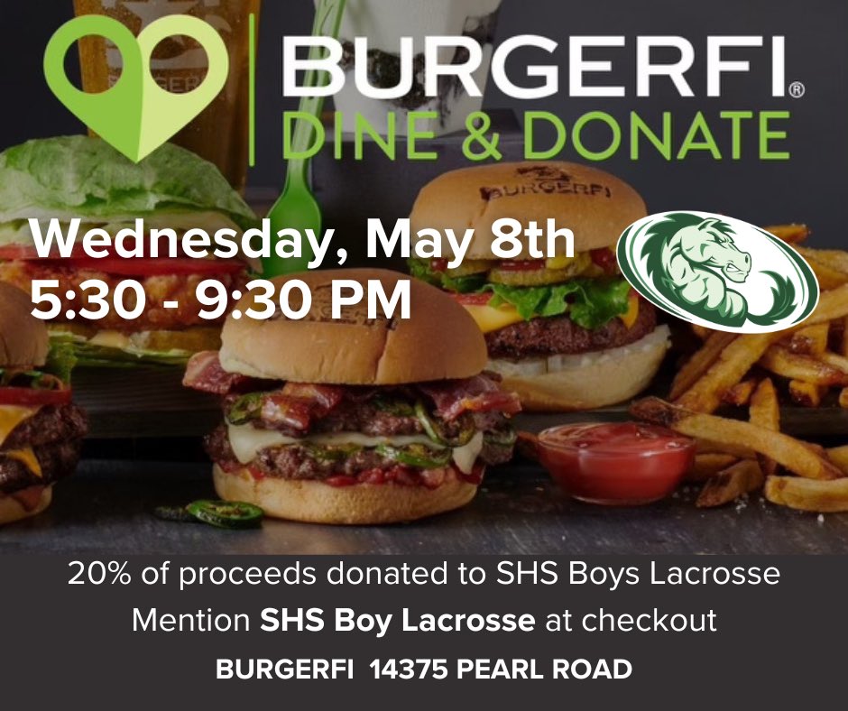 In between games this week, you can support our program by ordering from BurgerFi!