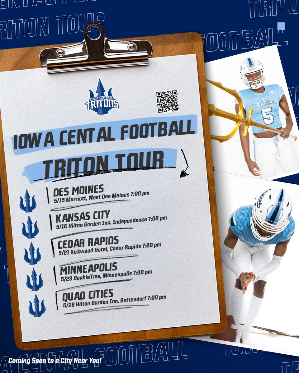 Minneapolis! Come check out @TritonNation on May 23rd! The entire staff will be in town ready to get the recruiting process going for the classes of 25 and 26 🔱 Scan the code in the graphic to sign up 🔱