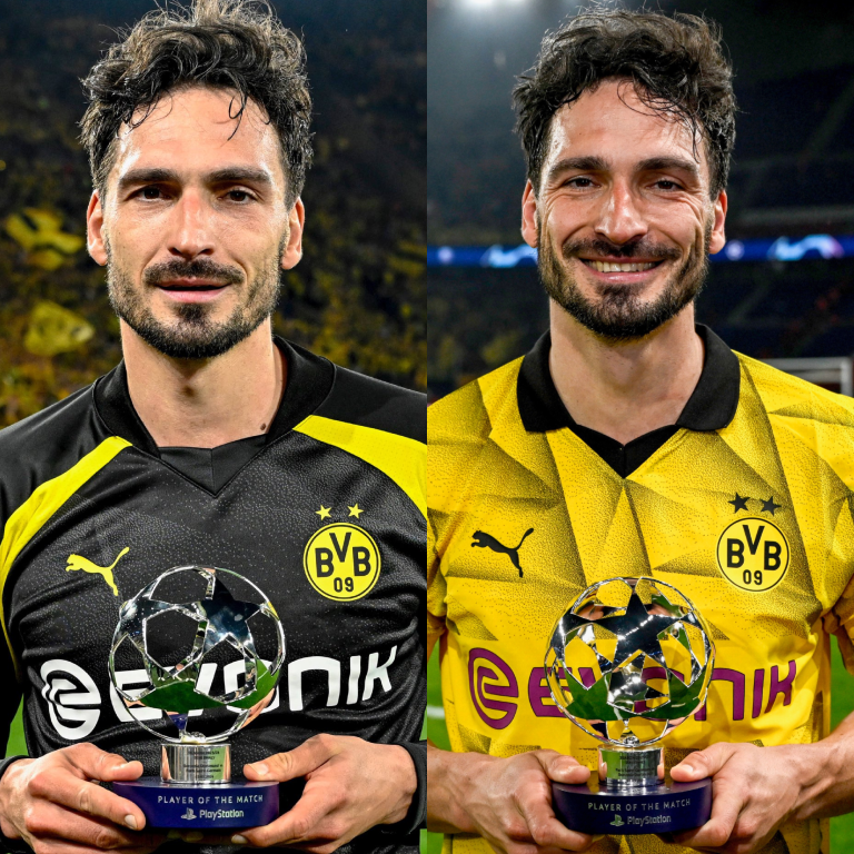 InvictosSomos's tweet photo. La eliminatoria de Mats Hummels contra el PSG es una de las mejores actuaciones individuales en toda la historia de la UEFA Champions League. Entre ambos partidos: ganó 14 de 17 duelos, protagonizó 13 despejes, firmó 9 recuperaciones, bloqueó 2 disparos, hizo 3 intercepciones, solo cometió 1 falta y, además, marcó el gol que aseguró la presencia del Borussia Dortmund en la final. 

¿El MVP en la ida? ÉL. 

¿El MVP en la vuelta? También él. 

¿Kylian Mbappé? ¿Ousmane Dembélé? ¿El poderío del PSG? Ninguno pudo contra la experiencia, timing, lectura de juego y fortaleza de Don Mats. 

DEFENSOR ABSOLUTAMENTE LEGENDARIO.